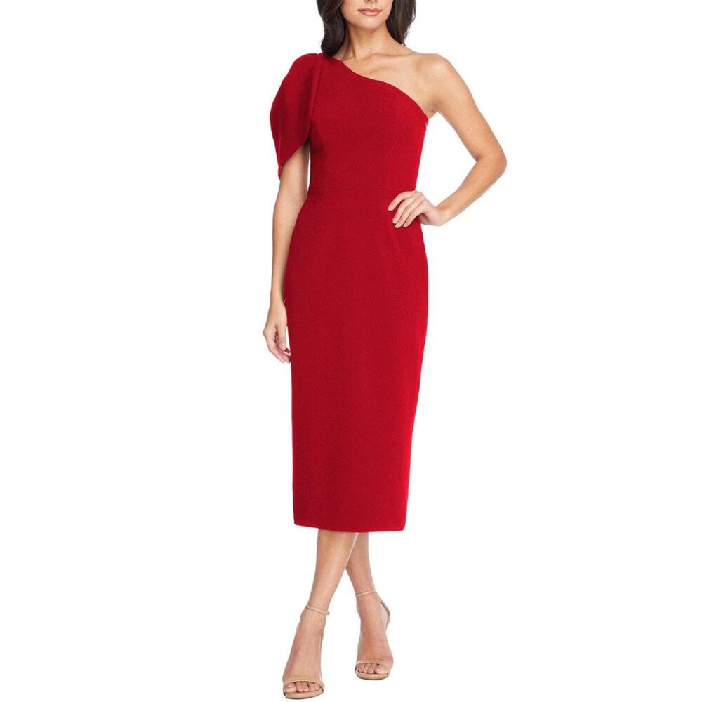 Dress the Population Tiffany One Shoulder Bow Sheath Dress Garnet Red XXL NWT